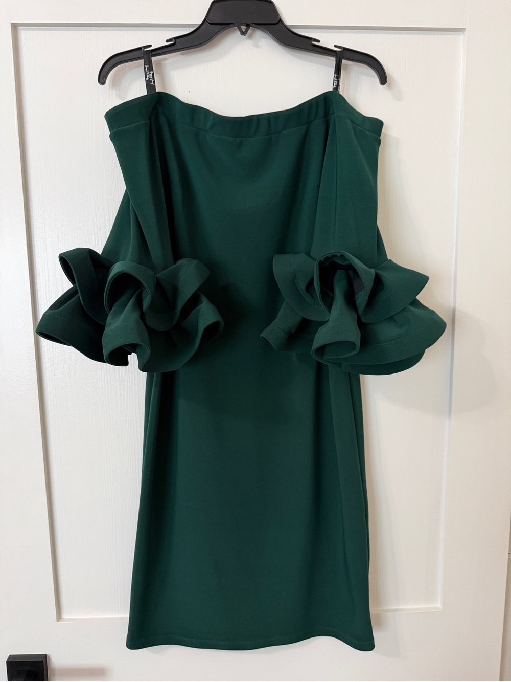 NWT Joseph Ribkoff Emerald Green Off Shoulder Ruffle Dress Size 10